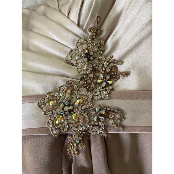 Montage Mon Cheri Size 6 Fits 2 Champagne Gown Embellished Beaded Dress 2 Piece - Picture 5 of 16